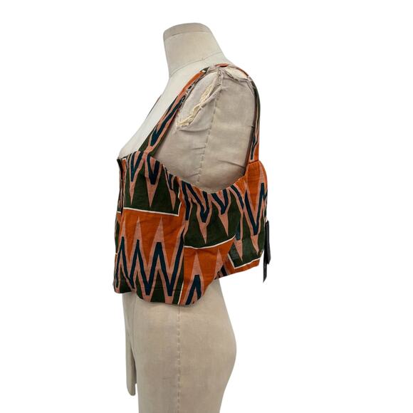Veronica Beard Tiffany Top Cropped Orange Multicolor Geometric Print Size XL - Picture 5 of 11
